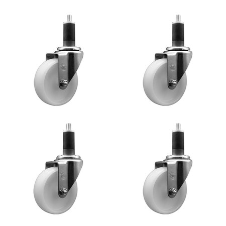 Service Caster 4'' Nylon Wheel Swivel 1-1/4'' Expanding Stem Caster Set, 4PK SCC-EX20S414-NYS-114-4